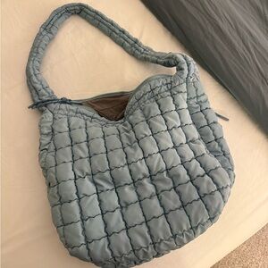 Large Blue Quilted Shoulder Bag